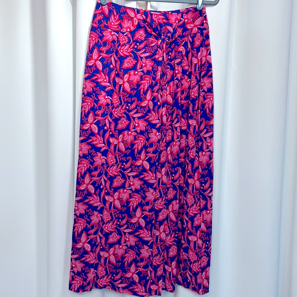 Boden Sarong Skirt Blue with pink flowers size 6